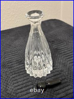 Vintage Bohemian Crystal Cut Glass DecantersBlack StoppersSet Of 3