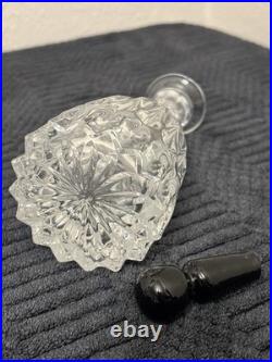 Vintage Bohemian Crystal Cut Glass DecantersBlack StoppersSet Of 3