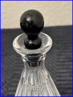 Vintage Bohemian Crystal Cut Glass DecantersBlack StoppersSet Of 3