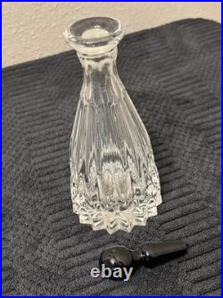 Vintage Bohemian Crystal Cut Glass DecantersBlack StoppersSet Of 3