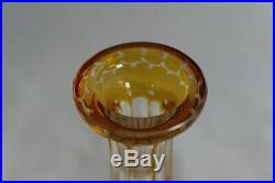 Vintage Bohemian Crystal Glass Decanter Amber Cut to Clear withGrapes & Vines