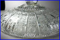Vintage Bohemian Crystal Glass Footed Bowl-Vase 14-Diam
