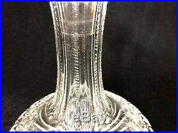 Vintage Bohemian Cut Crystal Ship Captain's Decanter, Brandy withStopper, 10 1/4