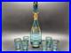Vintage-Bohemian-Czech-Aqua-Gold-Trim-Glass-Decanter-set-with6-Cordial-Glasses-MCM-01-hc