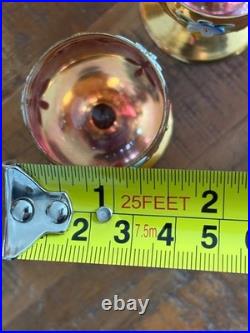 Vintage Bohemian Czech Cranberry Glass Decanter Set Gold Gilt & Enamel Floral