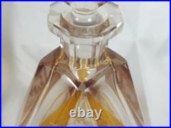Vintage Bohemian Czech F Art Deco Cut to Clear Deer Glass Decanter 10.5
