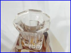 Vintage Bohemian Czech F Art Deco Cut to Clear Deer Glass Decanter 10.5