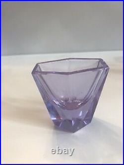 Vintage Bohemian Czech Moser Alexandrite Neodymium Glass Decanter and 7 Glasses