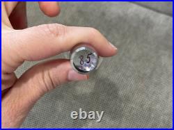 Vintage Bohemian Glass Decanter Clear Amethyst & Gold with Etched Flowers Dec