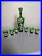 Vintage-Bohemian-Glass-Decanter-Set-with-6-Glasses-Green-and-White-Flowers-01-ss