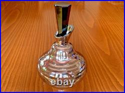 Vintage Bohemian Glass Decanter Silver Stripe Design Black Cut Stopper c. 1920's Vintage Bohemian Glass Decanter Silver Stripe Design Black Cut Stopper c. 1920's