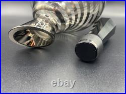 Vintage Bohemian Glass Decanter Silver Stripe Design Black Cut Stopper c. 1920's Vintage Bohemian Glass Decanter Silver Stripe Design Black Cut Stopper c. 1920's