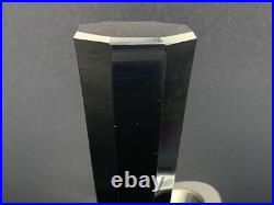 Vintage Bohemian Glass Decanter Silver Stripe Design Black Cut Stopper c. 1920's