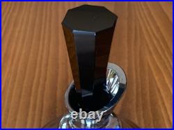 Vintage Bohemian Glass Decanter Silver Stripe Design Black Cut Stopper c. 1920's