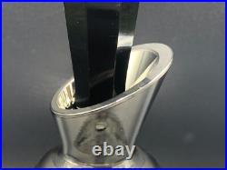 Vintage Bohemian Glass Decanter Silver Stripe Design Black Cut Stopper c. 1920's