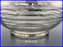 Vintage Bohemian Glass Decanter Silver Stripe Design Black Cut Stopper c. 1920's