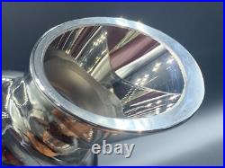 Vintage Bohemian Glass Decanter Silver Stripe Design Black Cut Stopper c. 1920's