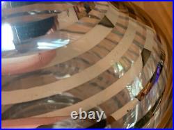 Vintage Bohemian Glass Decanter Silver Stripe Design Black Cut Stopper c. 1920's