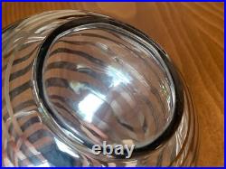 Vintage Bohemian Glass Decanter Silver Stripe Design Black Cut Stopper c. 1920's