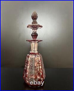 Vintage Bohemian Glass Decanter with gold work