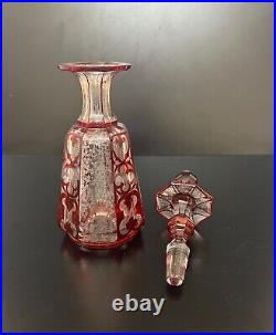 Vintage Bohemian Glass Decanter with gold work