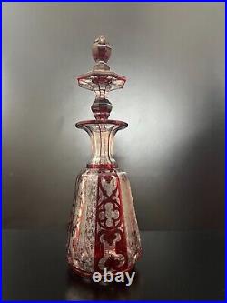 Vintage Bohemian Glass Decanter with gold work