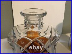 Vintage Bohemian Glass Topaz / Amber Cut to Clear Decanter with Stopper 9 tall