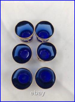 Vintage Bohemian Murano Cobalt Blue Decanter And 6 Glass Cups Excellent Cond