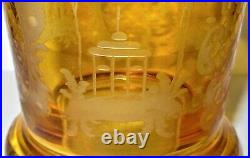 Vintage Bohemian YellowithAmber Cut to Clear Glass Large Vase