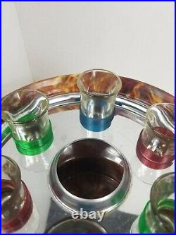 Vintage Bowling Ball Bakelite and Glass Decanter Set. Barware collectibles