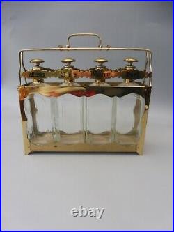 Vintage Brass 4 Decanter Spirit Tantalus