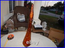 Vintage Brown Glass Flower Genie Bottle Wine Bottle Decanter Italy Estate Find