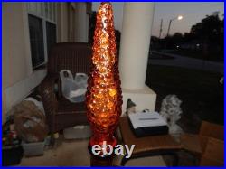 Vintage Brown Glass Flower Genie Bottle Wine Bottle Decanter Italy Estate Find