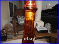 Vintage Brown Glass Flower Genie Bottle Wine Bottle Decanter Italy Estate Find