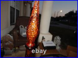 Vintage Brown Glass Flower Genie Bottle Wine Bottle Decanter Italy Estate Find