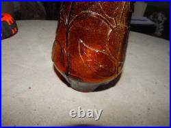 Vintage Brown Glass Flower Genie Bottle Wine Bottle Decanter Italy Estate Find