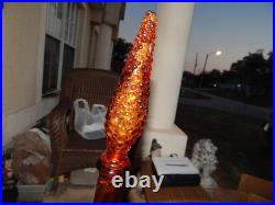 Vintage Brown Glass Flower Genie Bottle Wine Bottle Decanter Italy Estate Find