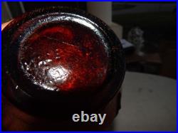 Vintage Brown Glass Flower Genie Bottle Wine Bottle Decanter Italy Estate Find