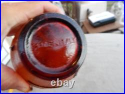 Vintage Brown Glass Flower Genie Bottle Wine Bottle Decanter Italy Estate Find