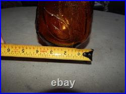 Vintage Brown Glass Flower Genie Bottle Wine Bottle Decanter Italy Estate Find