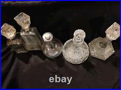 Vintage Bundle Of 5 Glass/Crystal Decanters With Stoppers