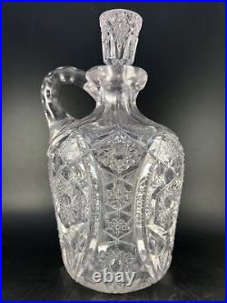 Vintage Cambridge Pressed Glass Decanter with Lavender Highlights