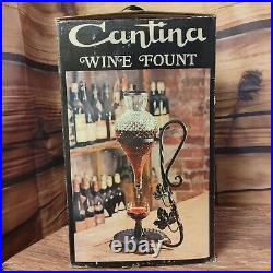 Vintage Cantina Wine Fount Glass Decanter on Wrought Iron Stand in Original Box