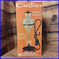 Vintage Cantina Wine Fount Glass Decanter on Wrought Iron Stand in Original Box