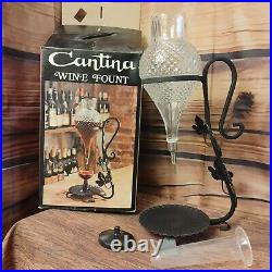 Vintage Cantina Wine Fount Glass Decanter on Wrought Iron Stand in Original Box