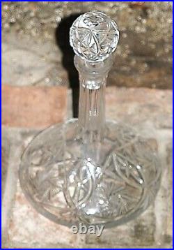 Vintage Captains Hand Cut Lead Crystal Glass Decanter, Whiskey, Port, Wine, 12x8