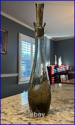 Vintage Carl Erickson Art Glass Decanter with Stopper, RARE, Smoke Gray, MCM