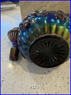 Vintage Carnival Glass Decanter and Stemware, Estate Find