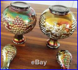Vintage Carnival Glass Decanters Amethyst Carnival Glass Set Of Two