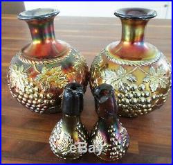 Vintage Carnival Glass Decanters Amethyst Carnival Glass Set Of Two